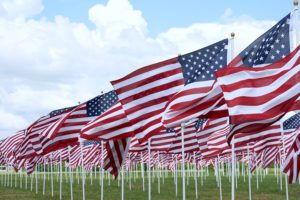 american flags waving in wind